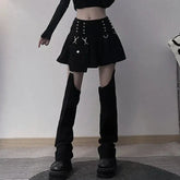 Gothic Y2K Outfit Set - Mini Skirt, Leg Warmers, Handbag